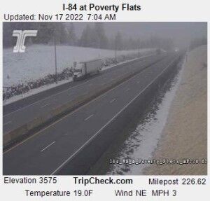 UPDATE: I-84, OR 204 open, winter conditions causing slick roads